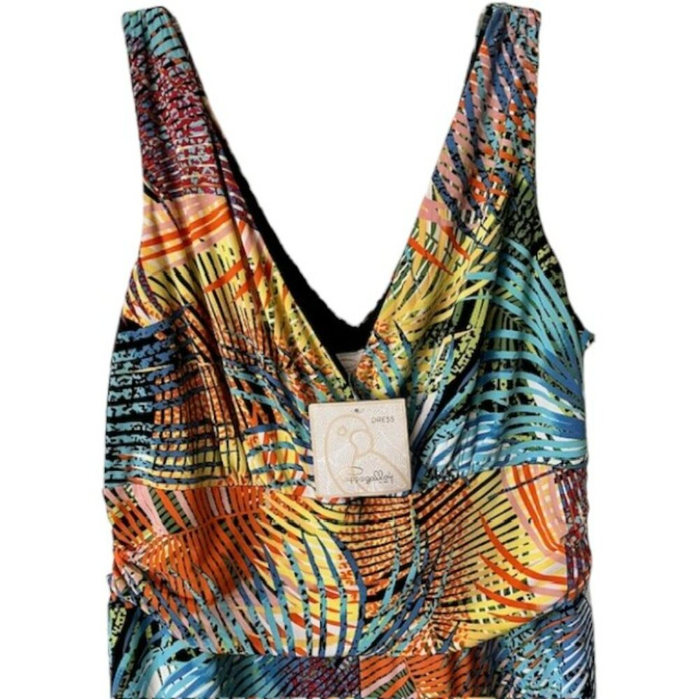 Pappagallo Alex Cross Front Wide Leg Flowy Royal Palm Jumpsuit - Multi - XL - Picture 6 of 13
